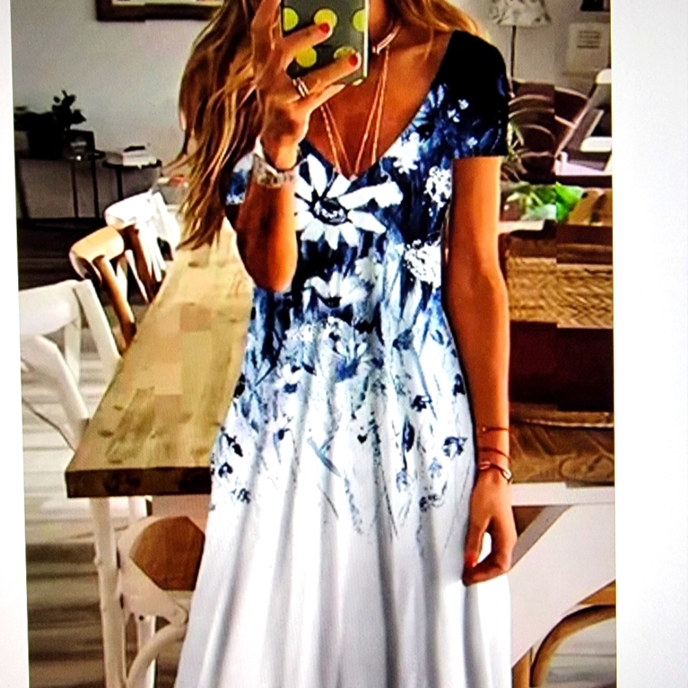Casual V neck cute floral, above the knee length.